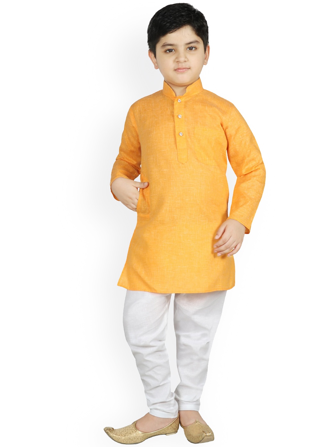 SG YUVRAJ Boys Yellow Pure Cotton Kurta with Pyjamas