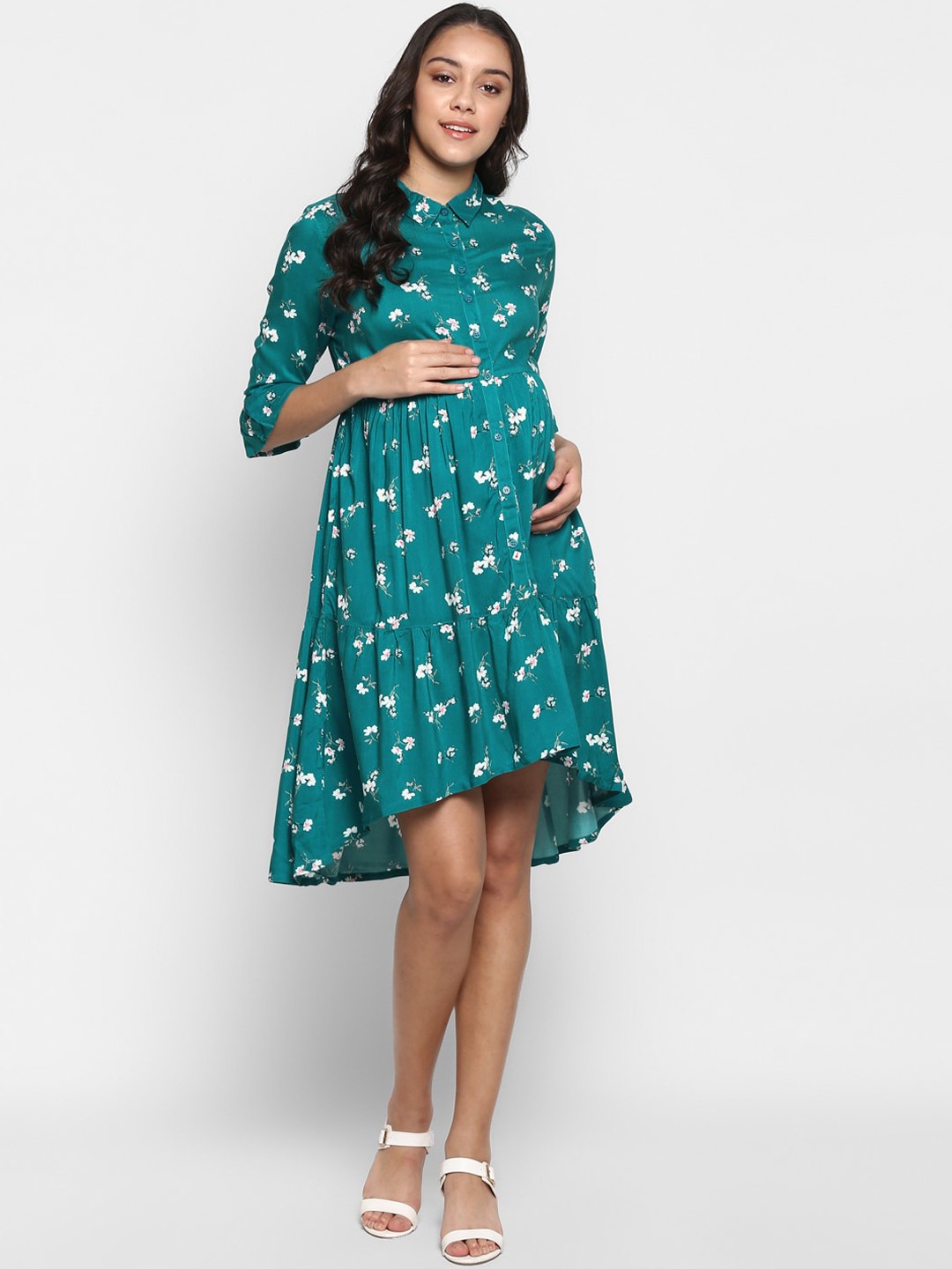 

Momsoon Maternity Teal Floral Dress