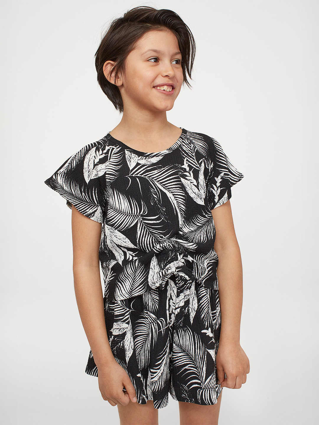

H&M Girls Black Printed 2 Piece Set