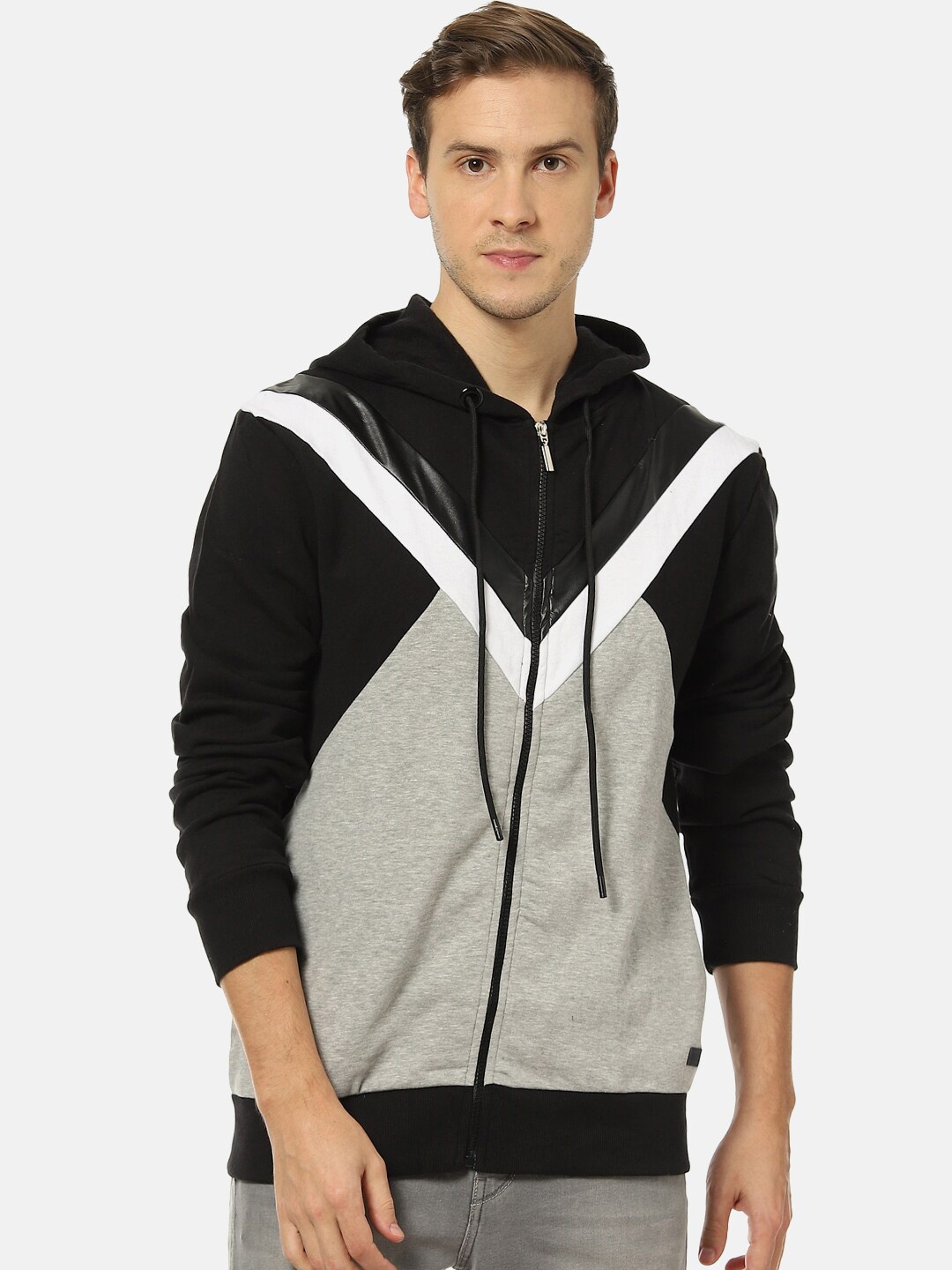 

Campus Sutra Men Black Colourblocked Sweatshirt
