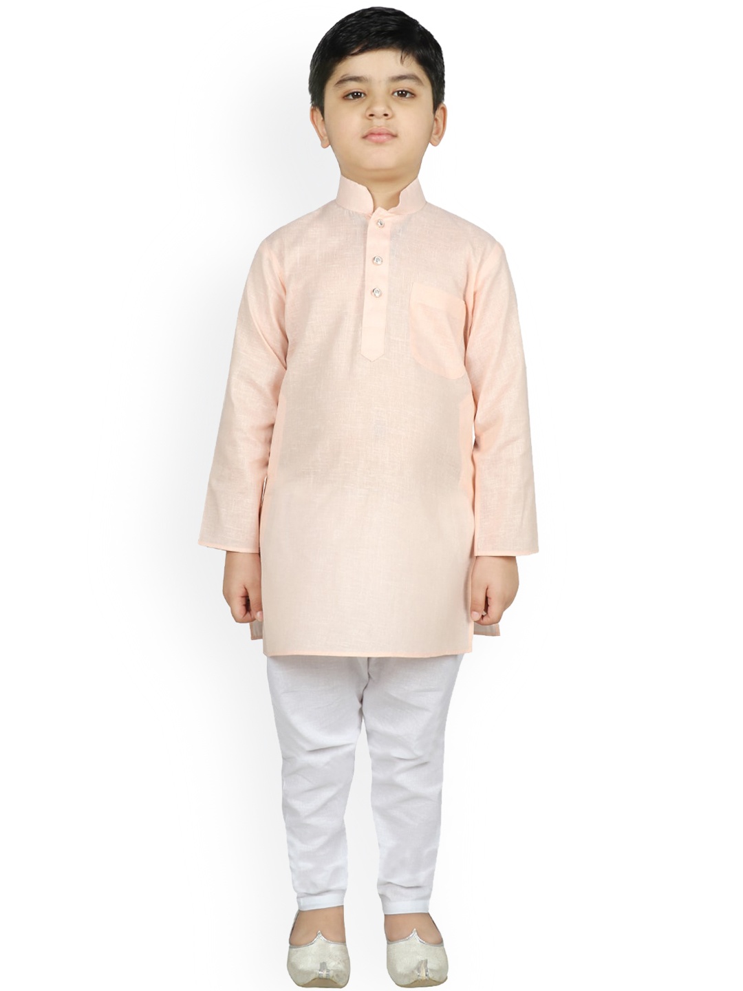 

SG YUVRAJ Boys Peach Pure Cotton Kurta with Pyjamas