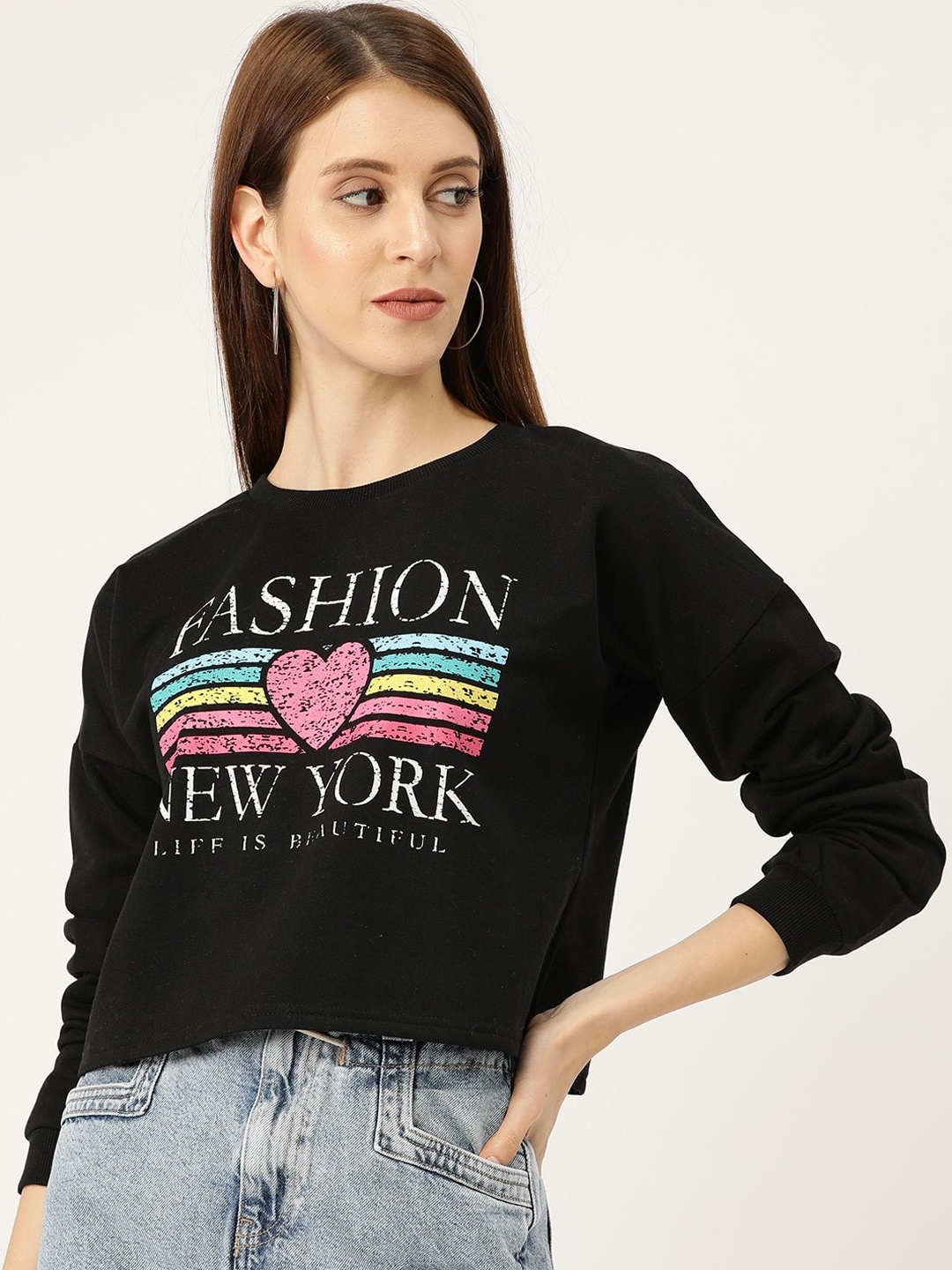 

Sera Women Black Printed Sweatshirt