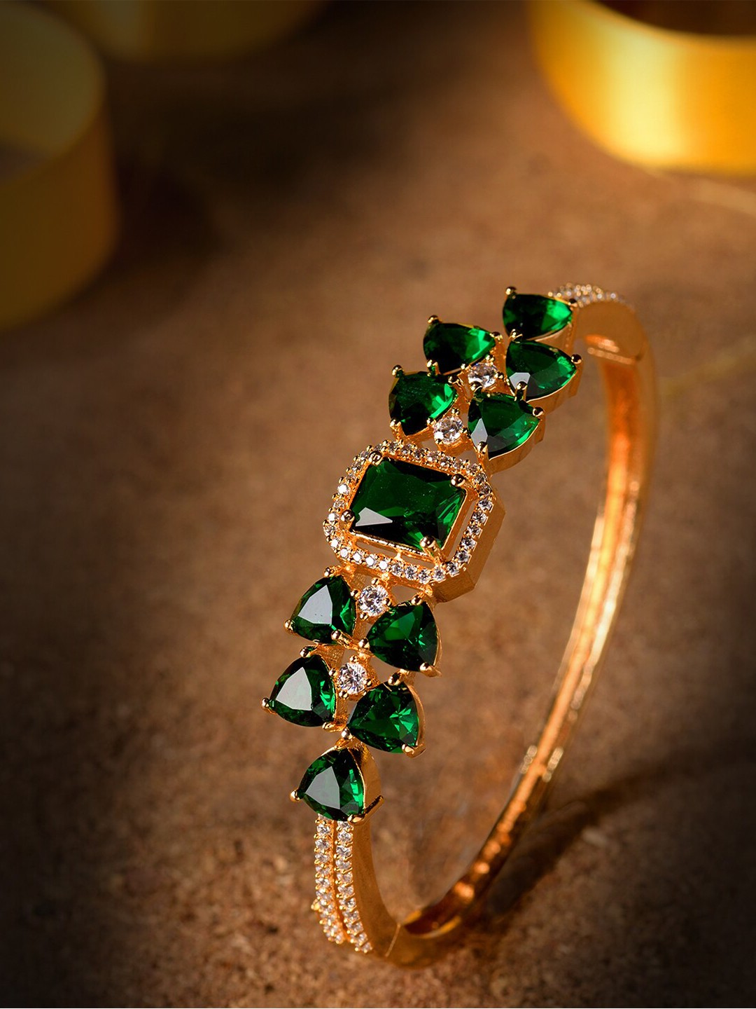 

Saraf RS Jewellery Gold-Plated & Green Handcrafted Bangle-Style Bracelet