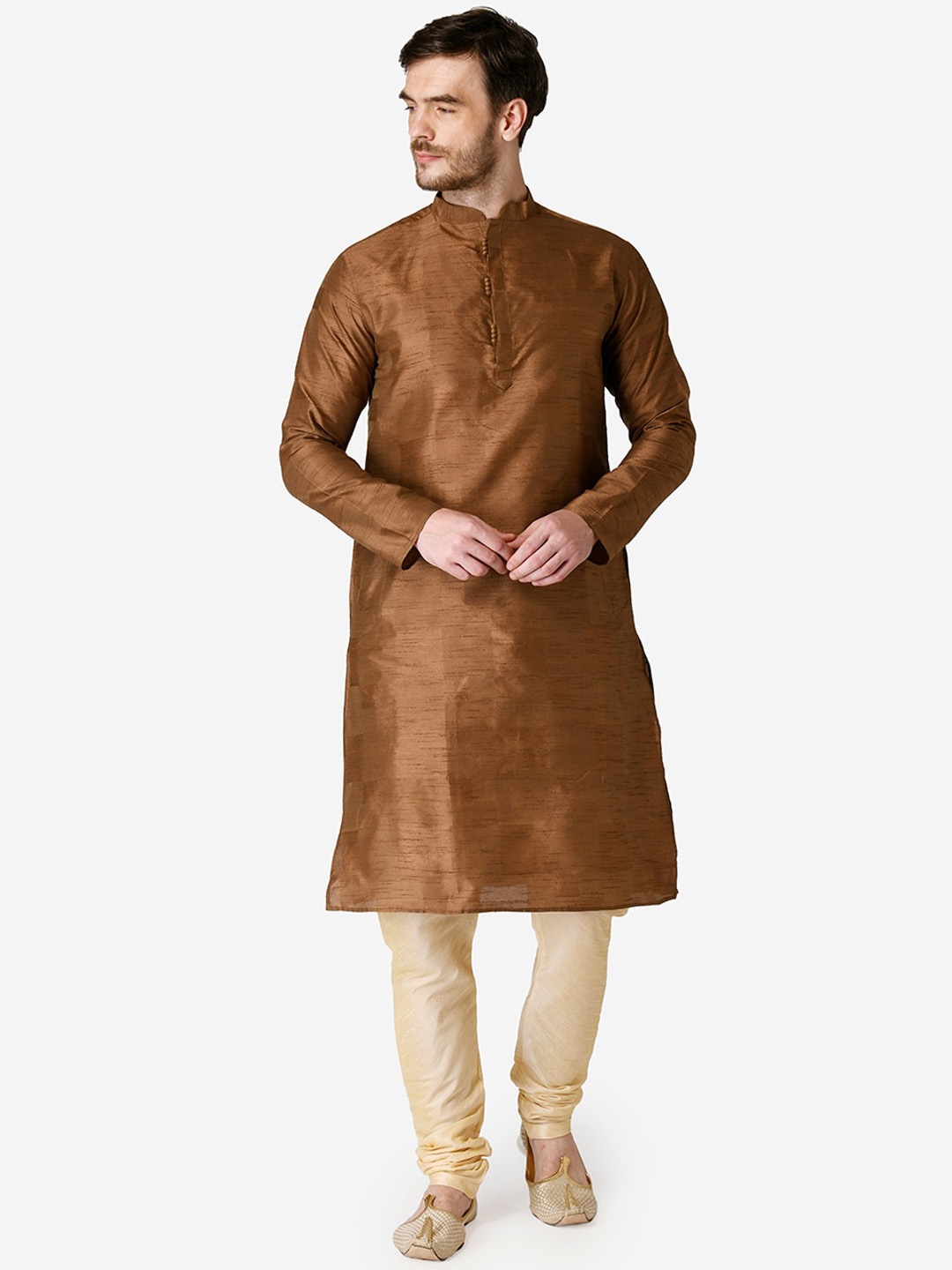 

TABARD Men Brown Jacquard Kurta