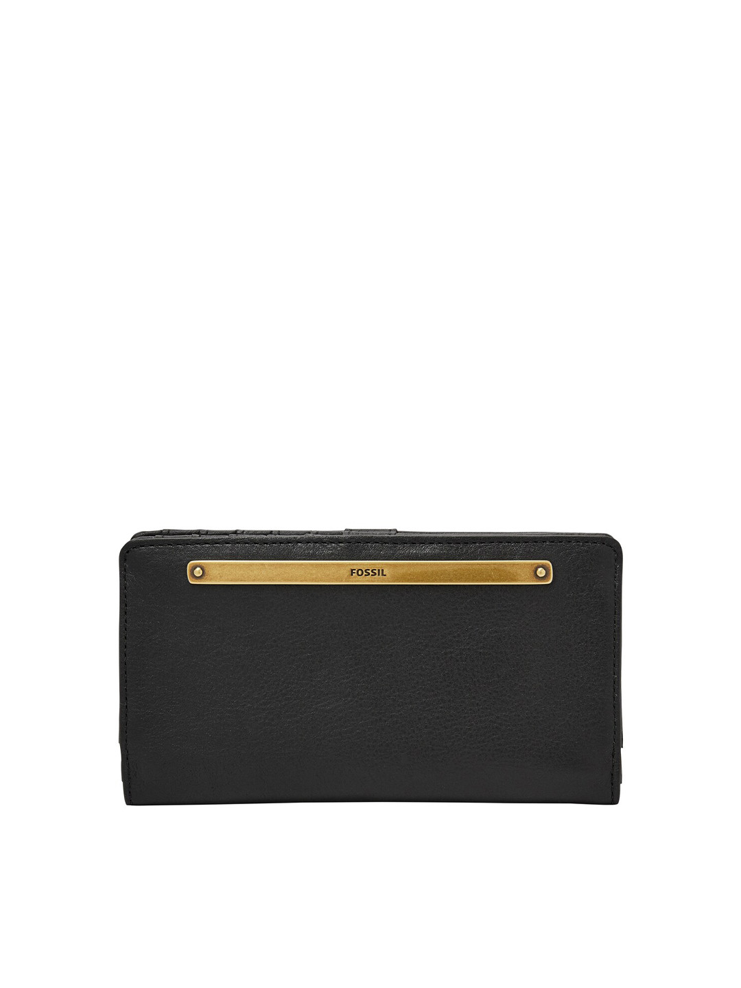 

Fossil Women Black Solid Leather Two Fold Wallet