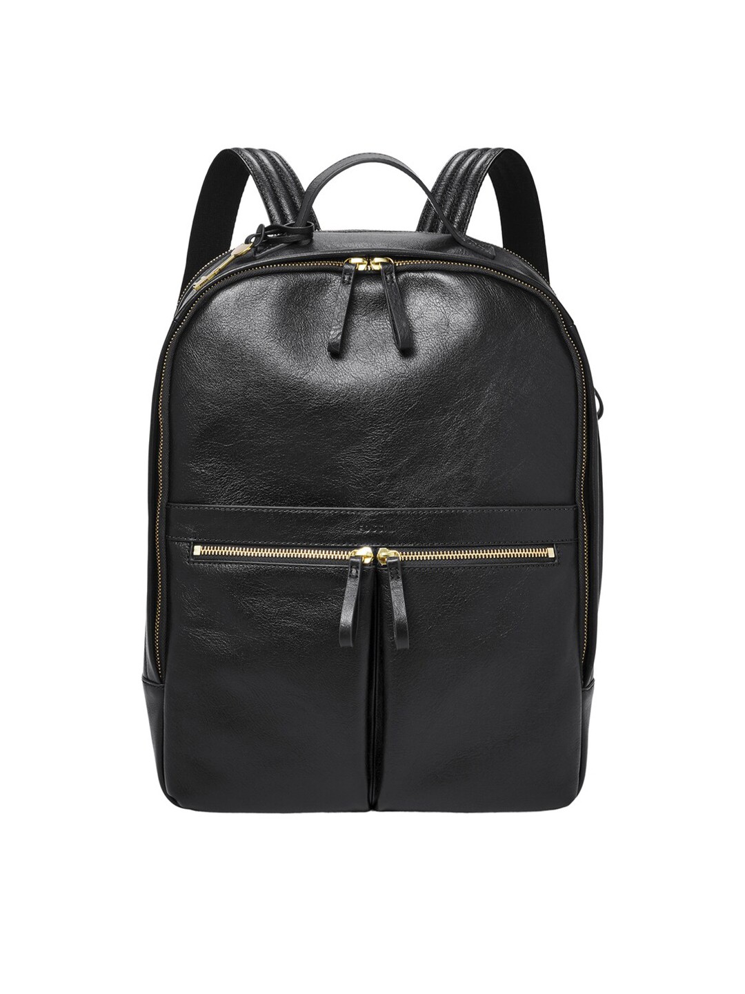

Fossil Women Black Leather Solid Backpack