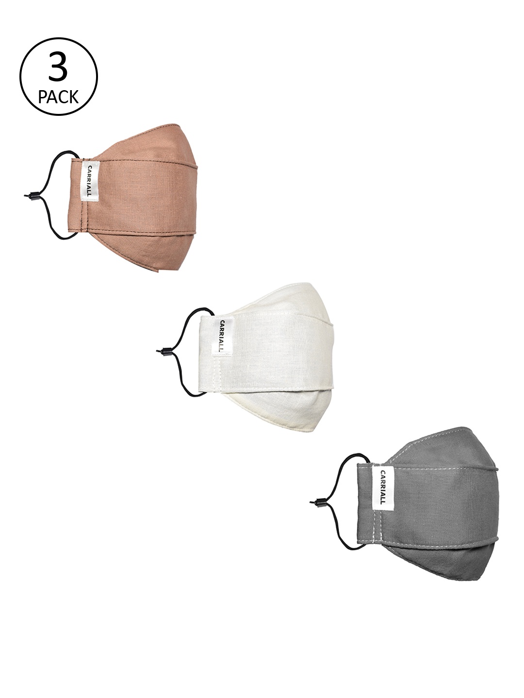 

CARRIALL Unisex Pack Of 3 Assorted Reusable Cotton Cloth Face Masks