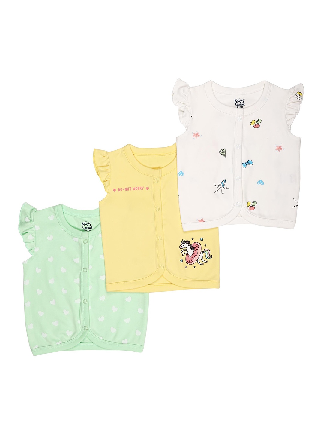 

KICKS & CRAWL Girls Multicoloured Printed Round Neck T-shirt, Multi