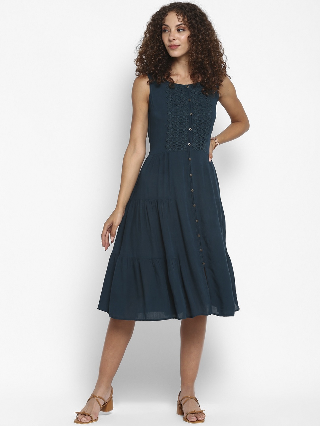 

Taurus Navy Blue Crepe Midi Dress