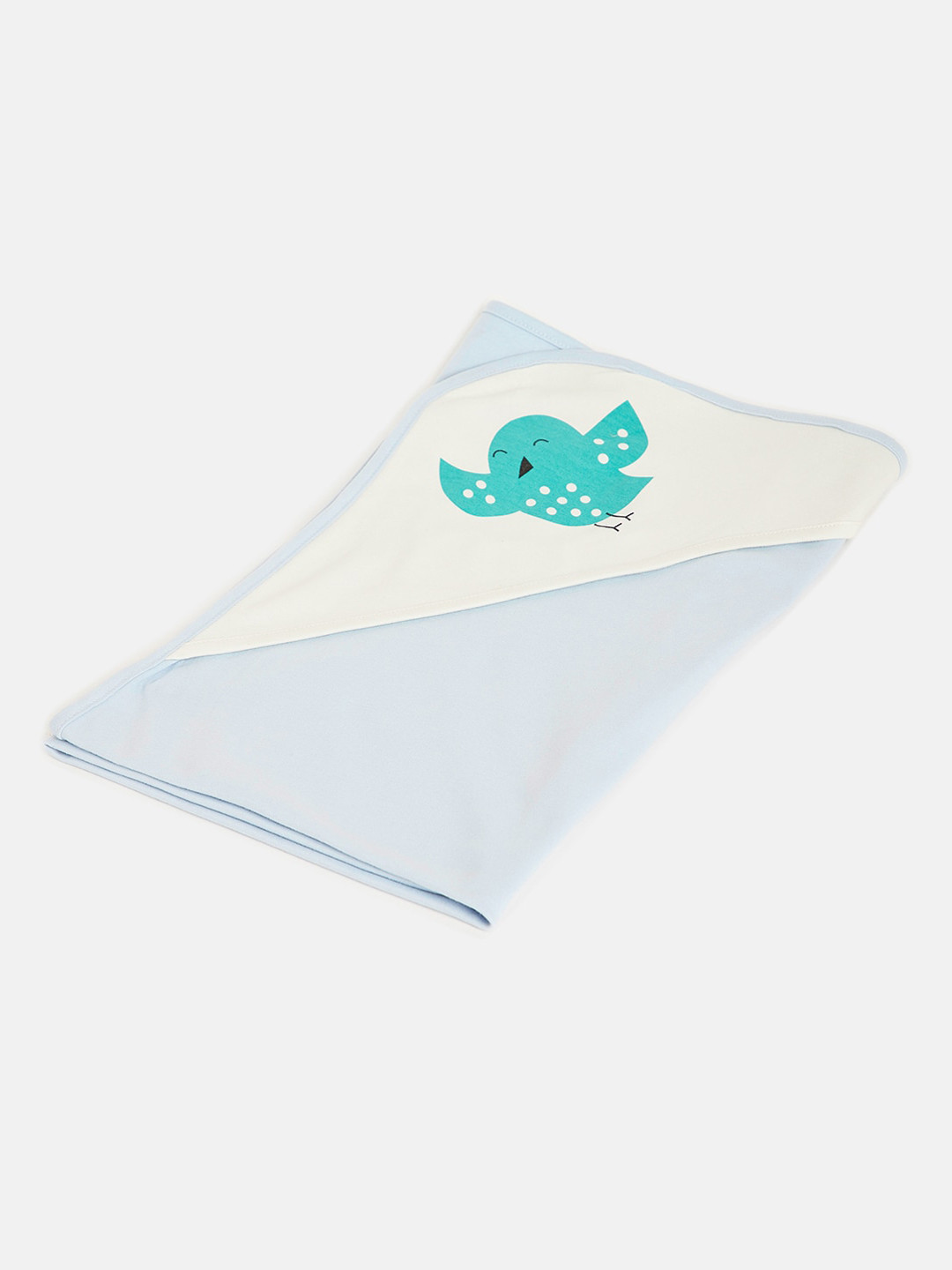 

berrytree Infants Blue & Beige Bird Printed Organic Cotton Sustainable Swaddle Wrap