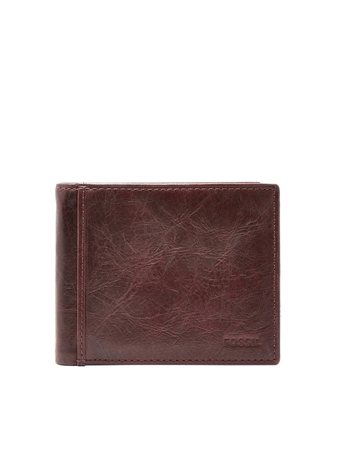 

Fossil Men Brown Textured Two Fold Leather Wallet