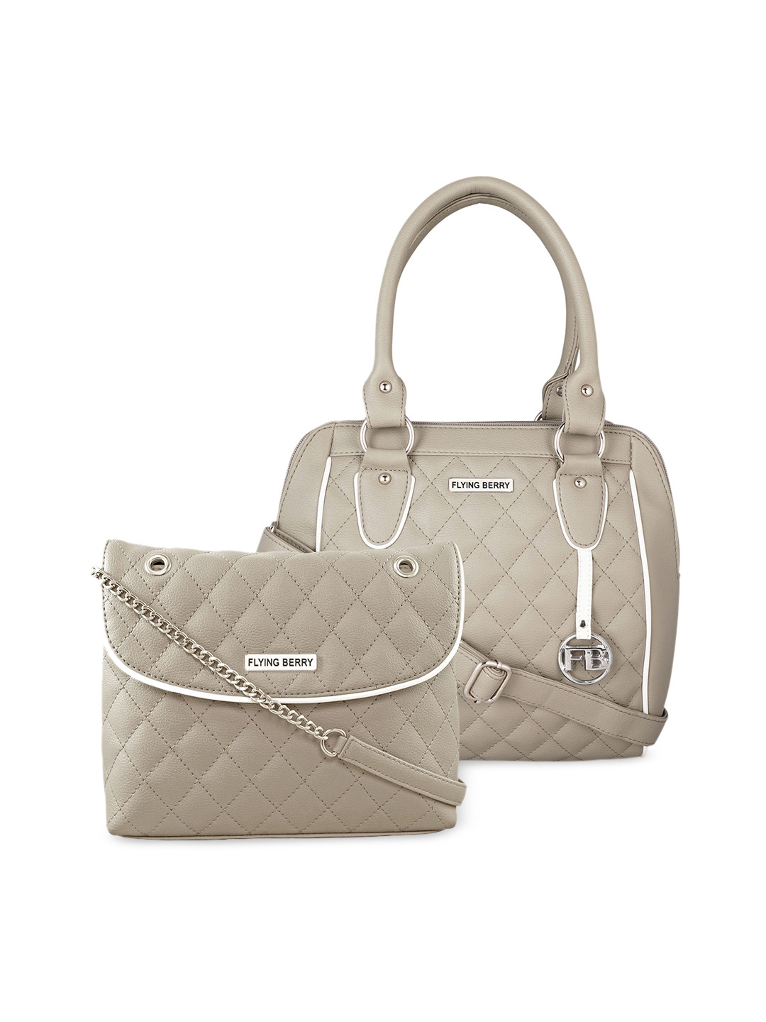 

FLYING BERRY Grey Solid Handheld Bag Combo
