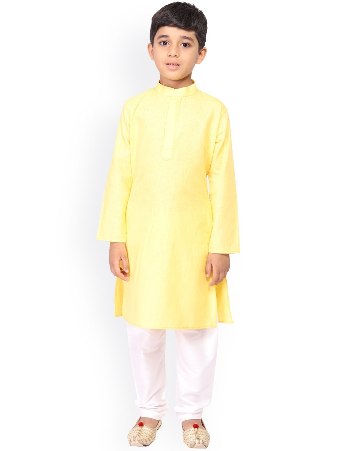 

TABARD Boys Yellow Regular Straight Pure Cotton Kurti with Pyjamas
