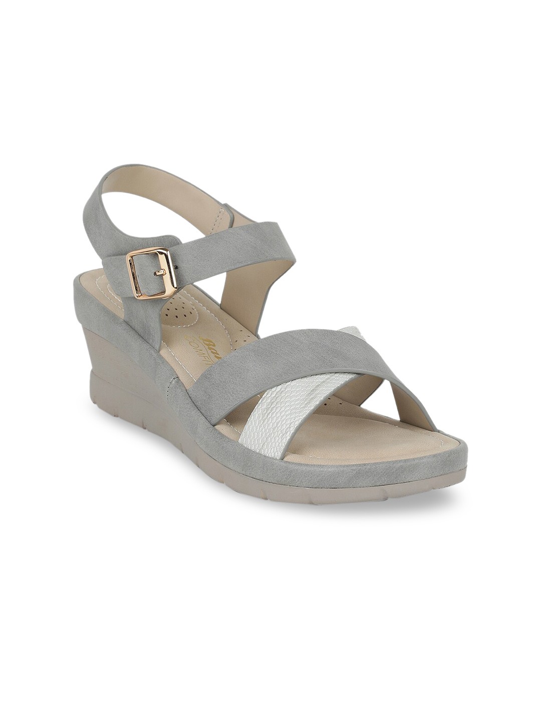

Bata comfit Women Grey Colourblocked Sandals