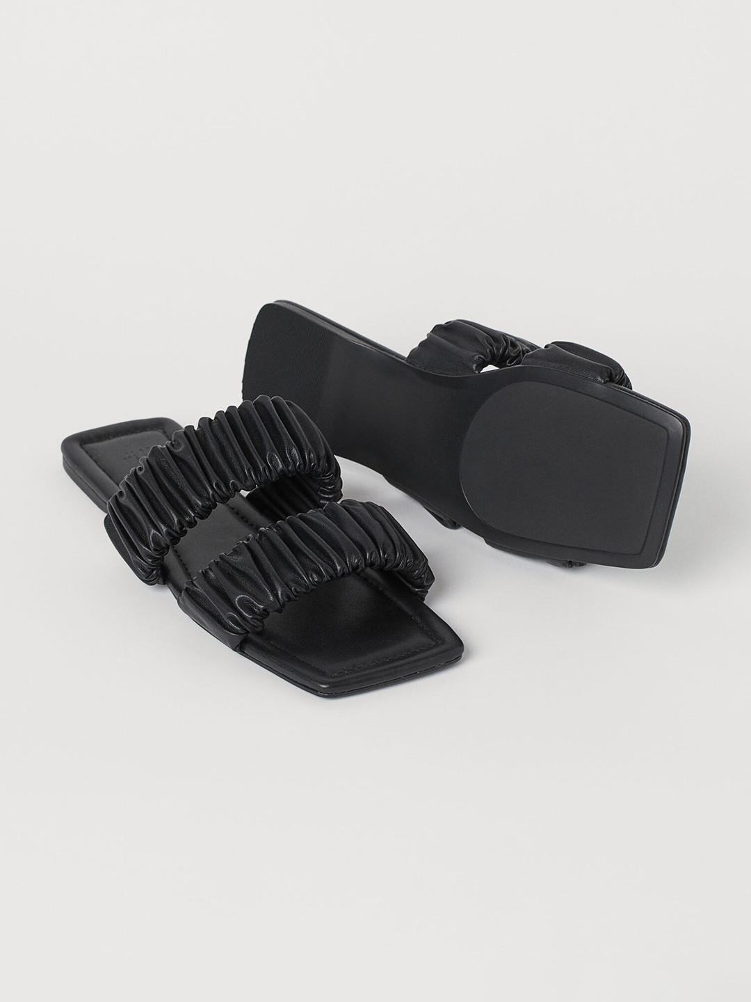 

H&M Women Black Imitation Leather Slides