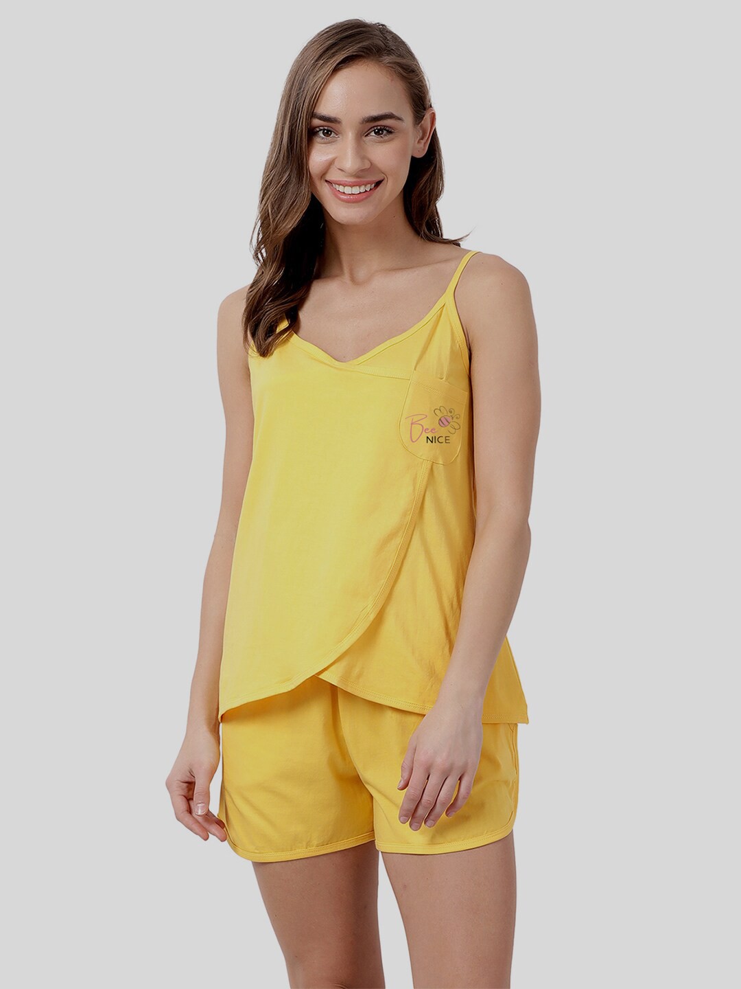 

shyaway Women Yellow Solid Night suit