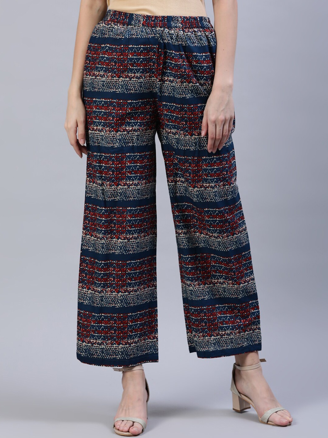 

Nayo Women Blue & Red Printed Ethnic Palazzos