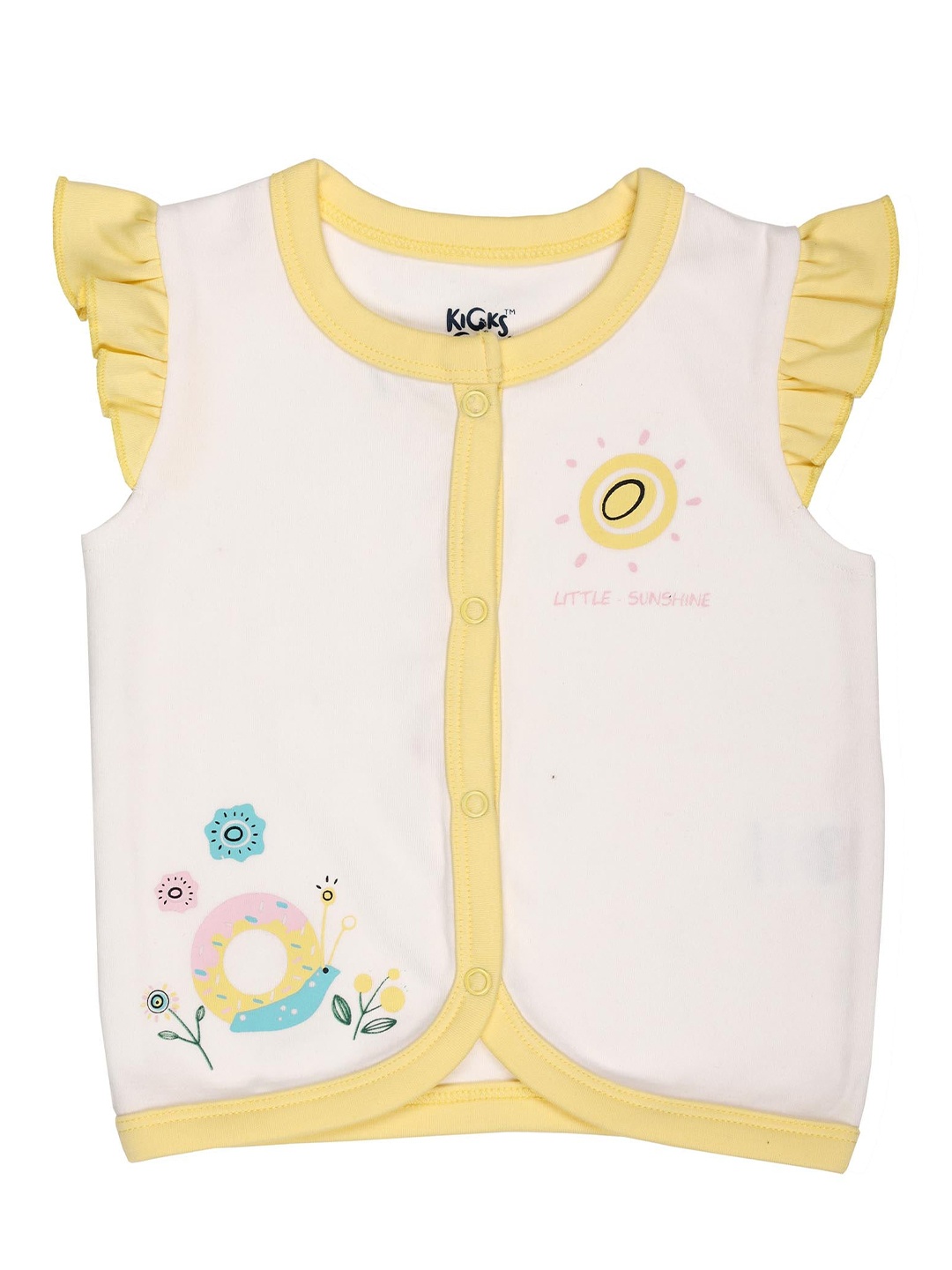 

KICKS & CRAWL Girls White Printed Round Neck T-shirt