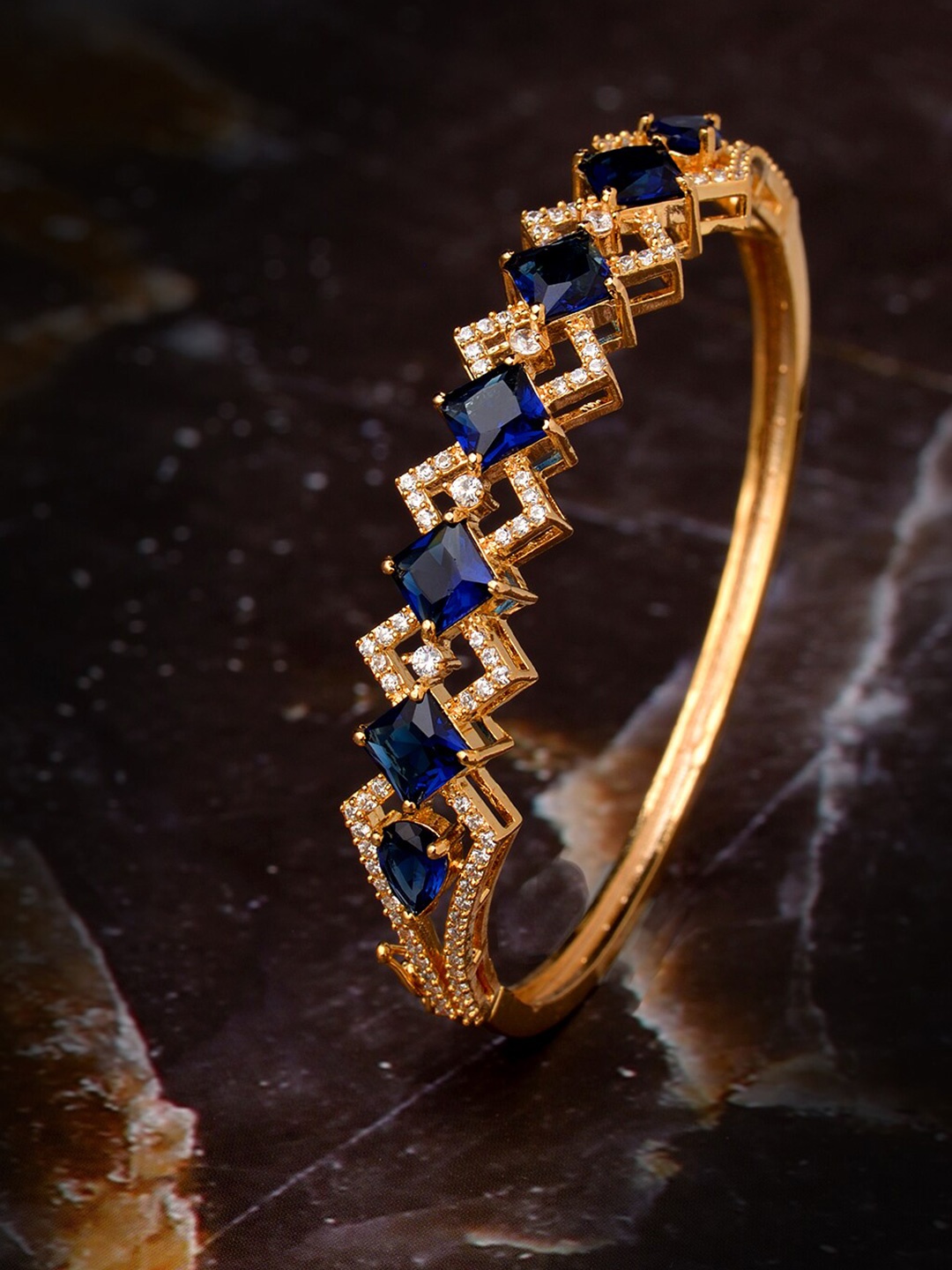 

Saraf RS Jewellery Gold-Plated & Blue Handcrafted Bangle-Style Bracelet, Rose gold