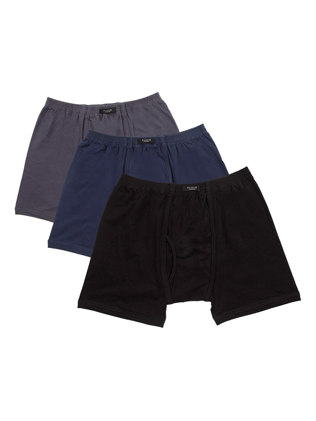 

plusS Pack of 3 Men Solid Cotton Briefs BRIEF10066-BLACKNAVYANTHRA-XL, Black