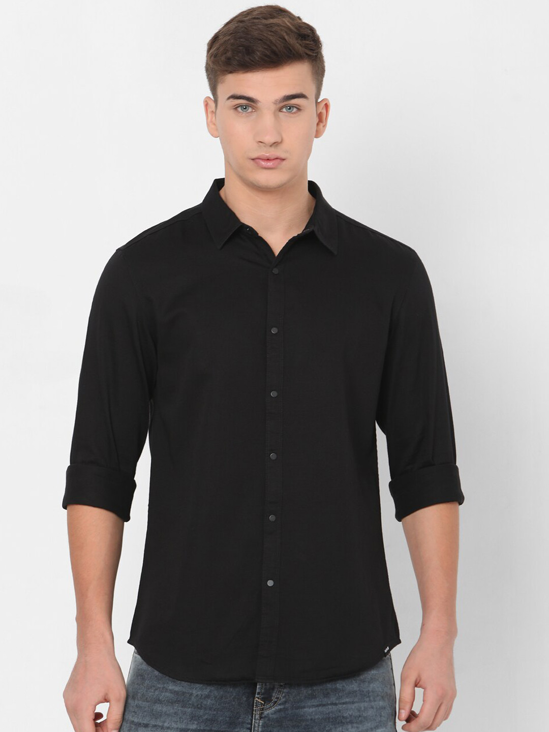 

SPYKAR Men Black Slim Fit Solid Casual Shirt