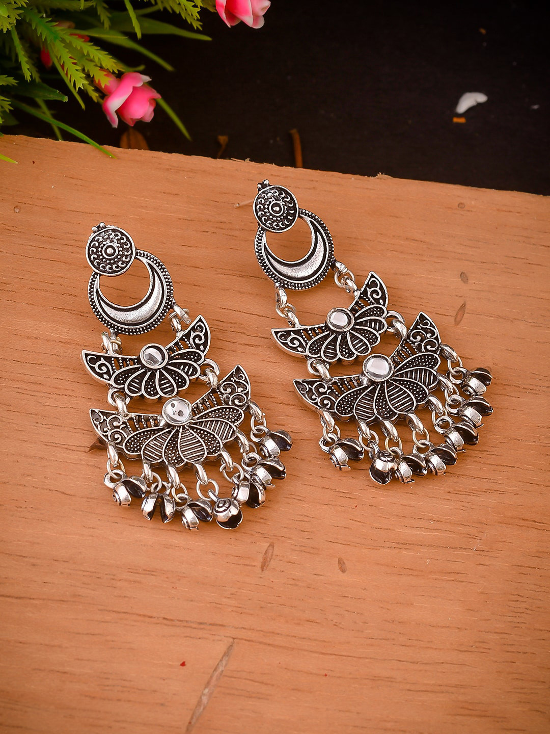 

Silvermerc Designs Silver-Toned Contemporary Drop Earrings