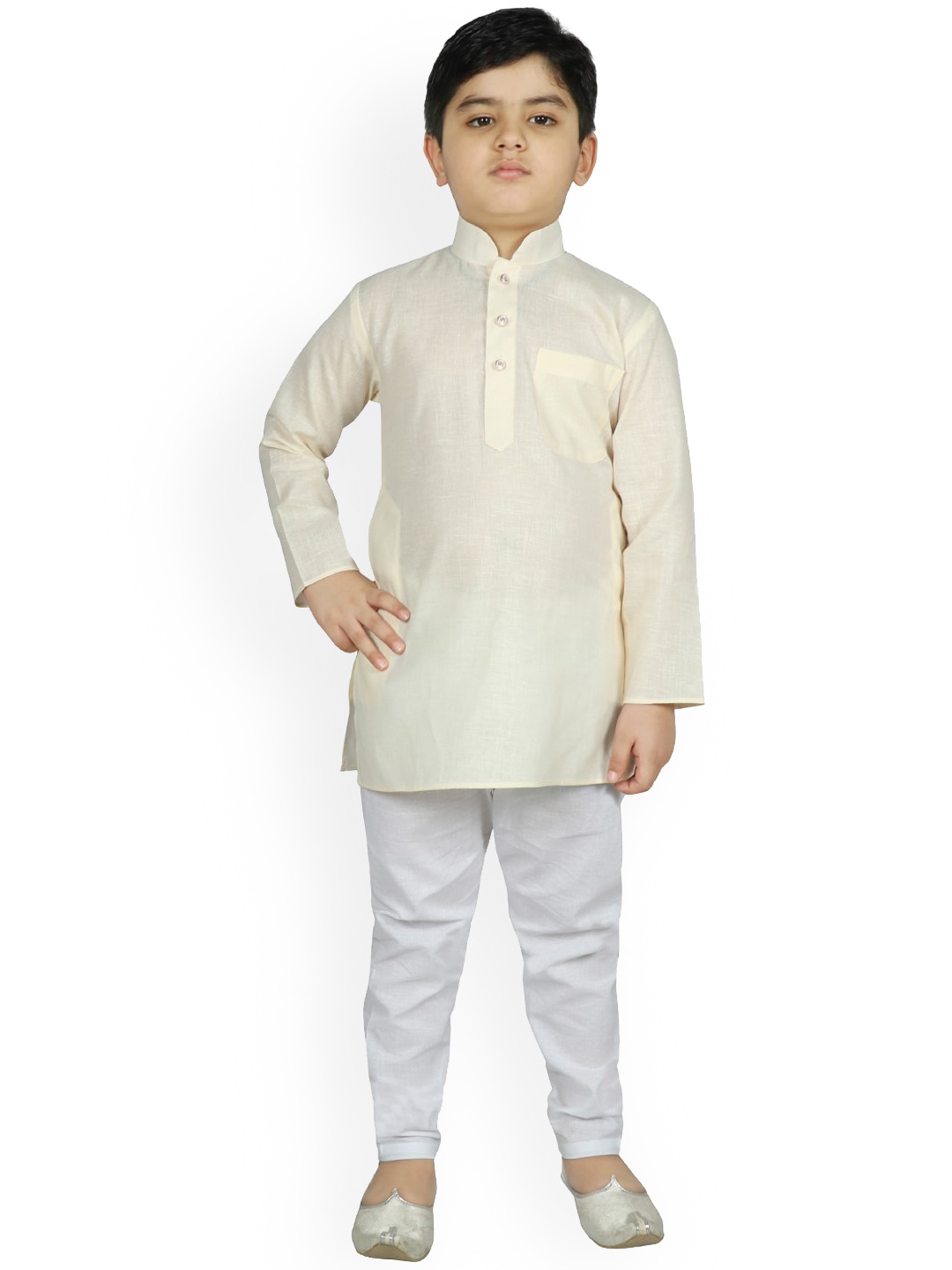 SG YUVRAJ Boys Cream Pure Cotton Kurta with Pyjamas