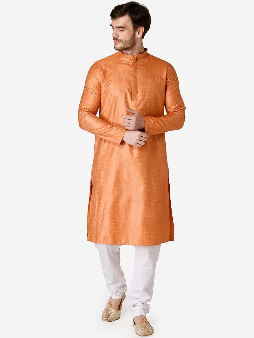 

TABARD Men Jacquard Printed Kurta, Orange