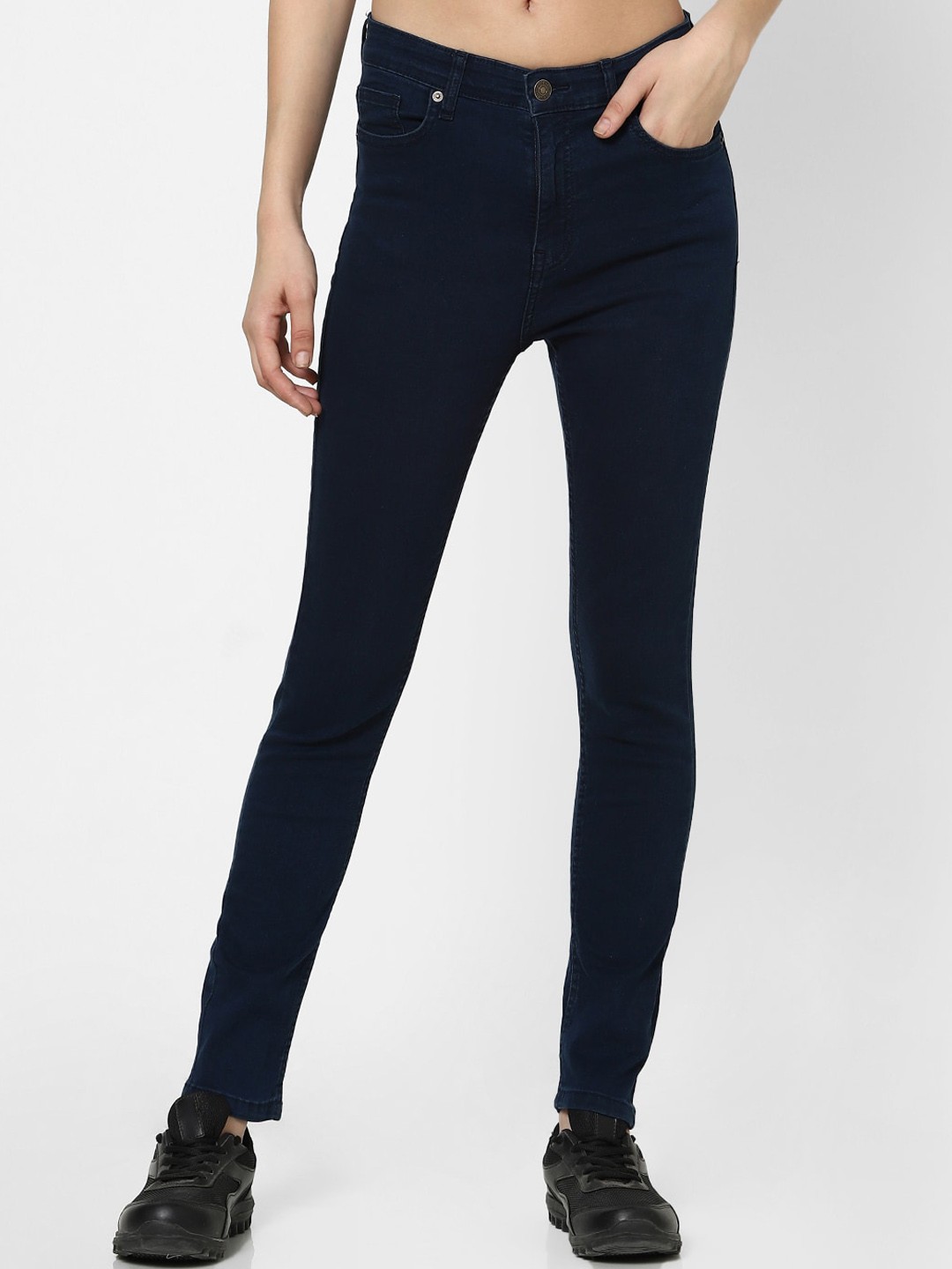 

FOREVER 21 Women Navy Blue Skinny Fit High-Rise Jeans