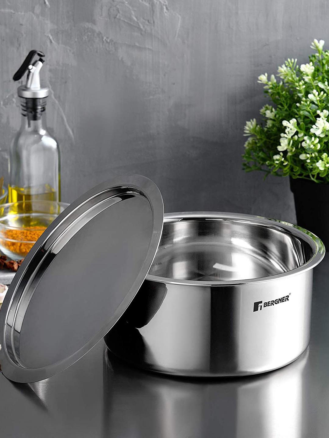 

BERGNER Silver-Toned Argent Triply Stainless Steel Tope With Lid