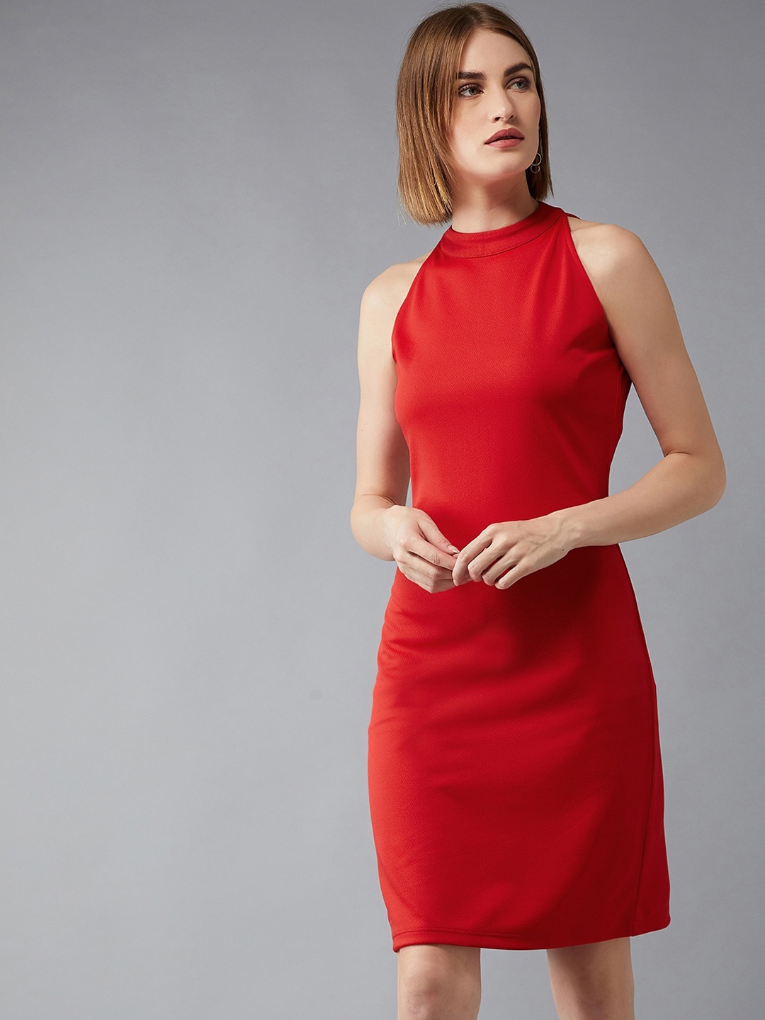

DOLCE CRUDO Red Crepe Sheath Dress