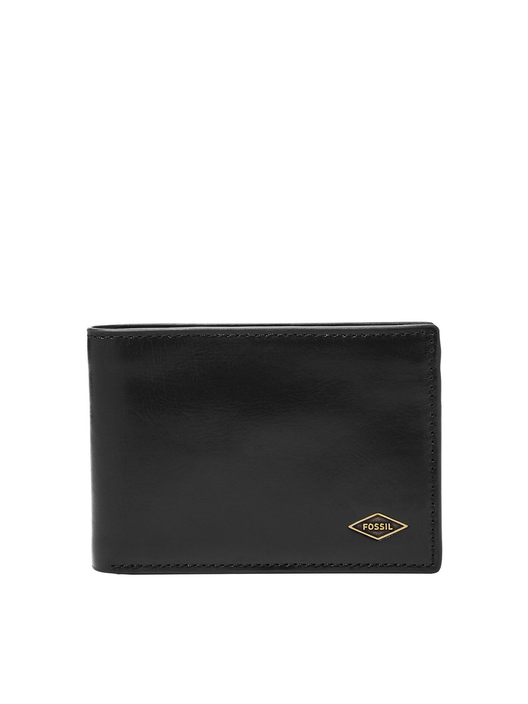 

Fossil Men Black Solid Leather Two Fold Wallet