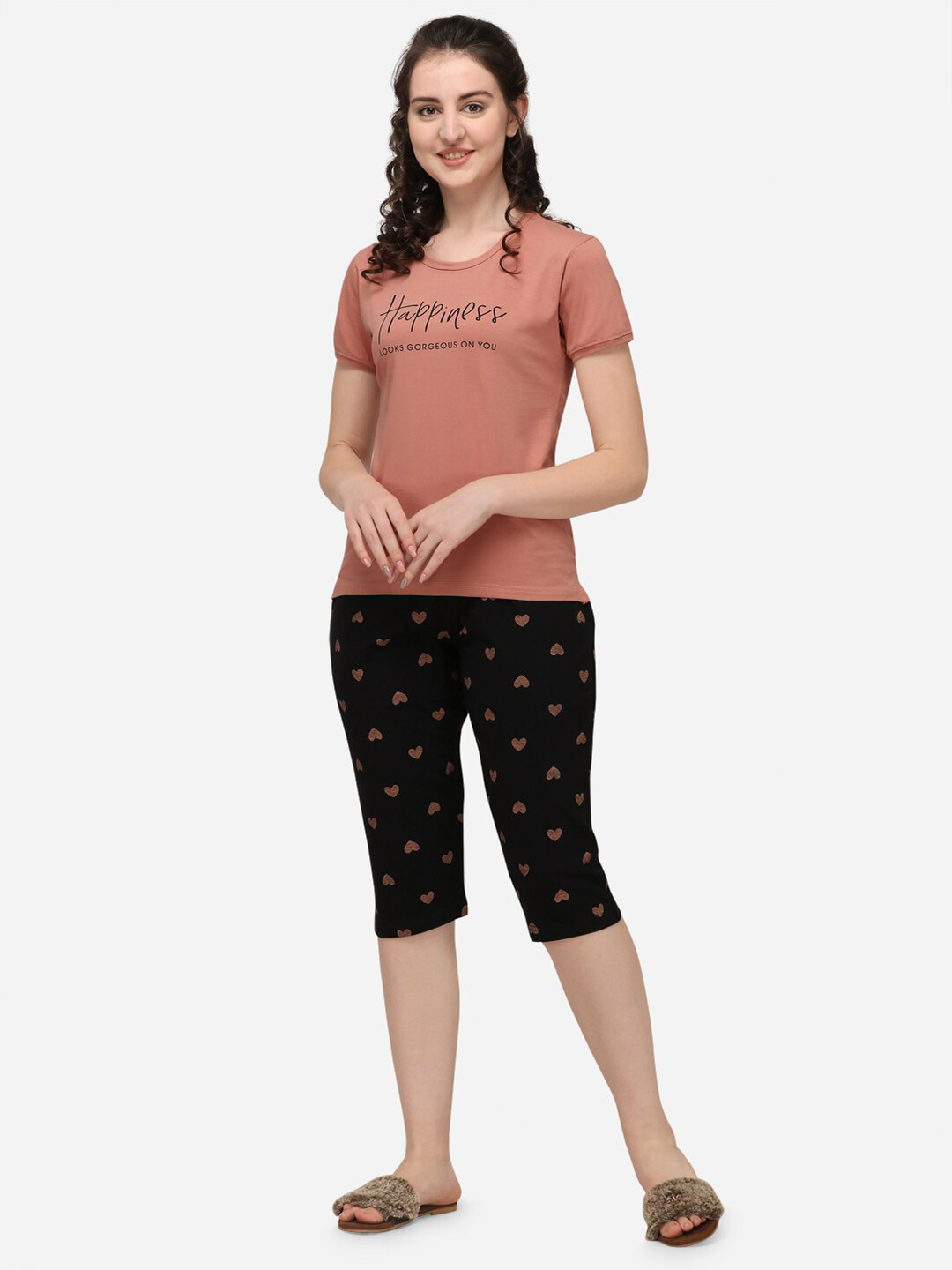 

Lenissa Women Pink & Black Printed Night suit