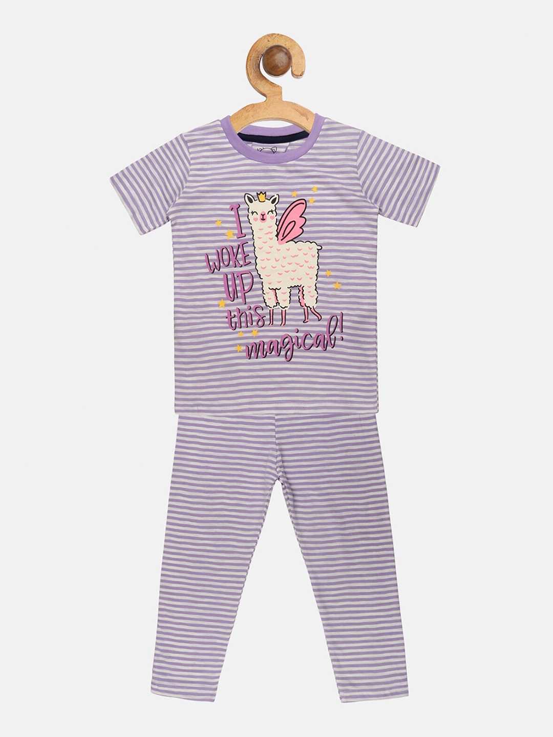 

Lazy Shark Girls Purple Printed Night suit
