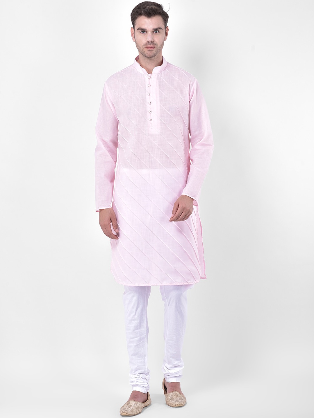 

SG LEMAN Men Pink Pure Cotton Kurta with Churidar