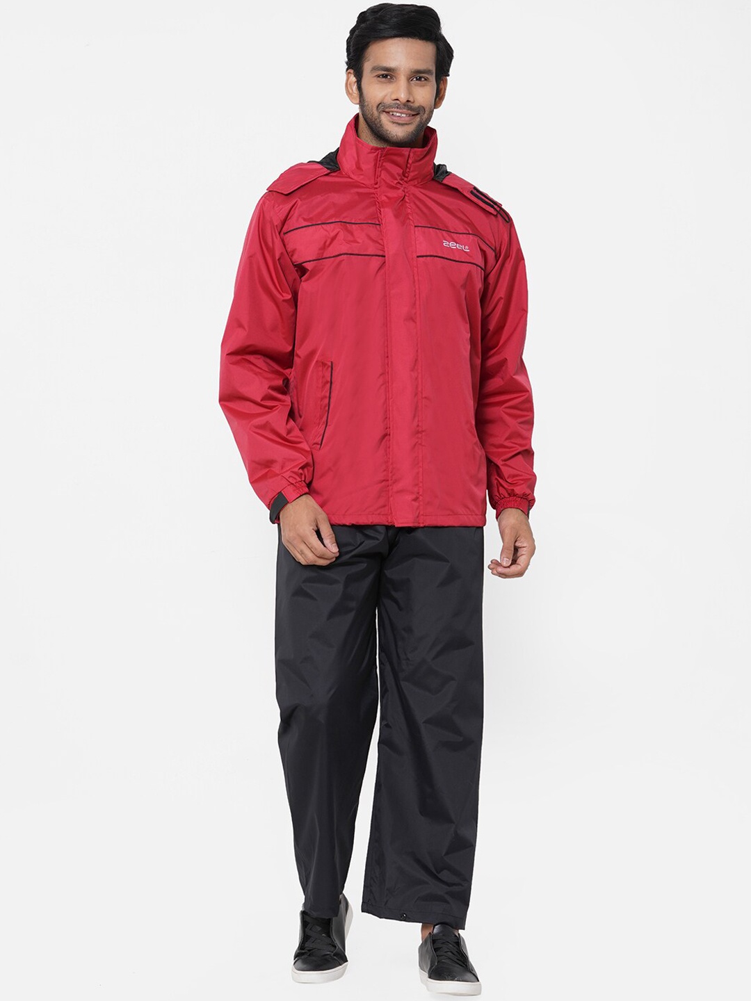 

Zeel Men Red & Black Solid Seam Sealed Rain Suit