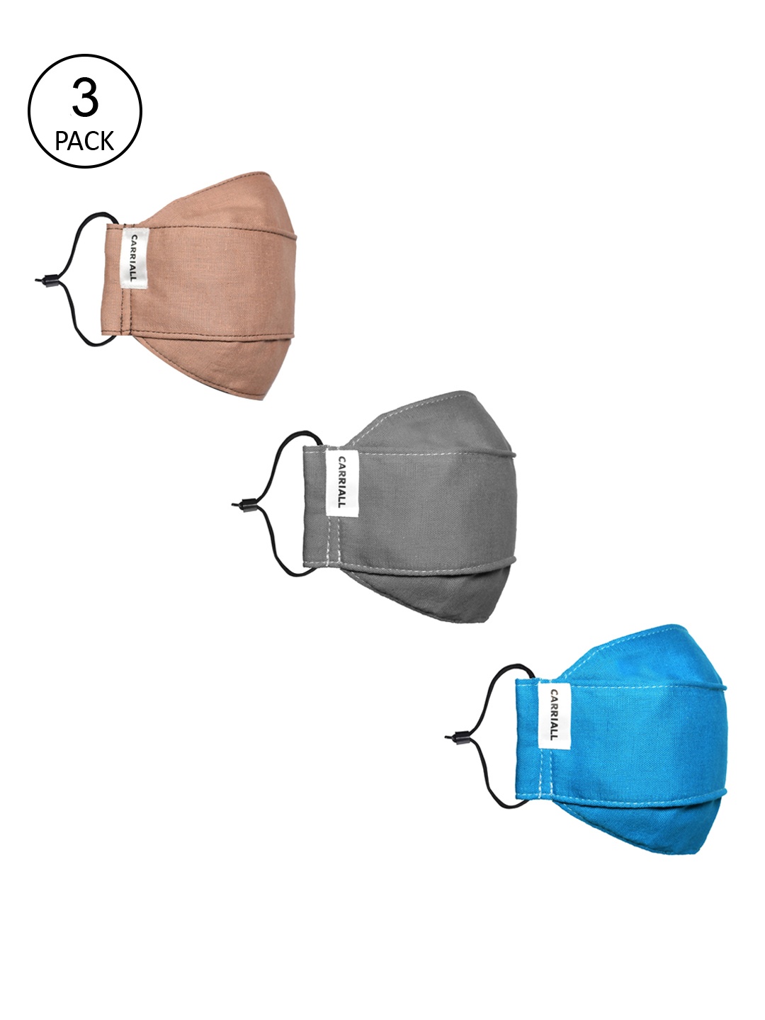 

CARRIALL Unisex Pack Of 3 Assorted Reusable Cloth Face Masks