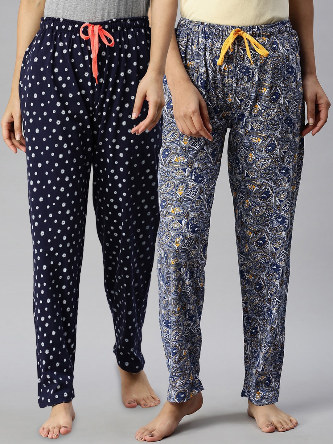 

Kryptic Women Pack Of 2 Printed Lounge Pants, Navy blue
