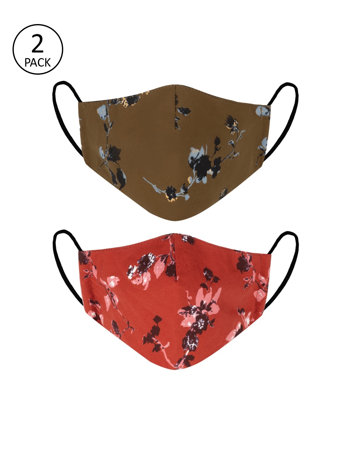 

VEA Kids Pack Of 2 Printed 3-Ply Reusable Premium Cotton Protective Outdoor Face Masks, Red