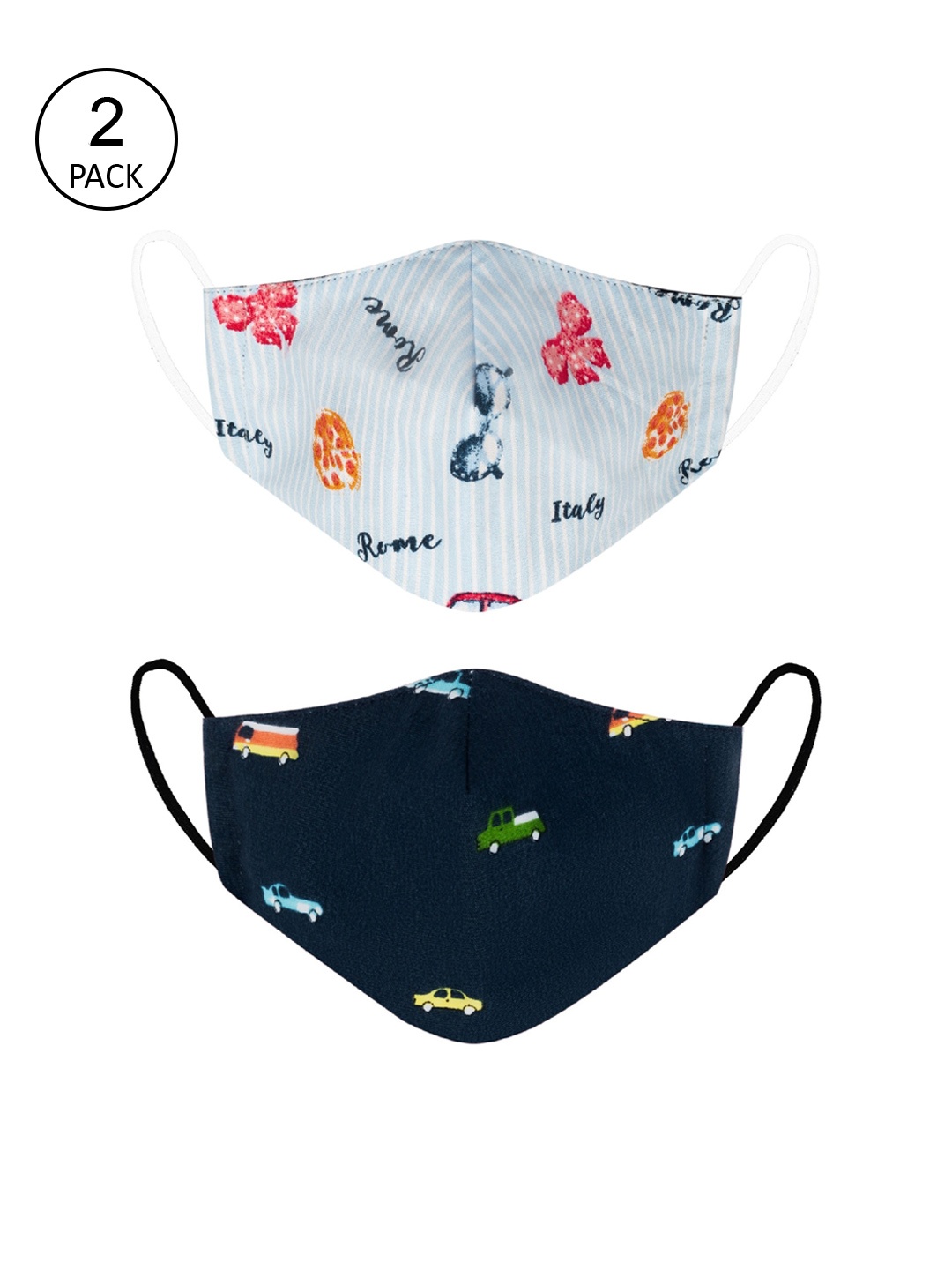 

VEA Kids Pack Of 2 Cotton 3-Ply Reusable Outdoor Cloth Masks, Blue