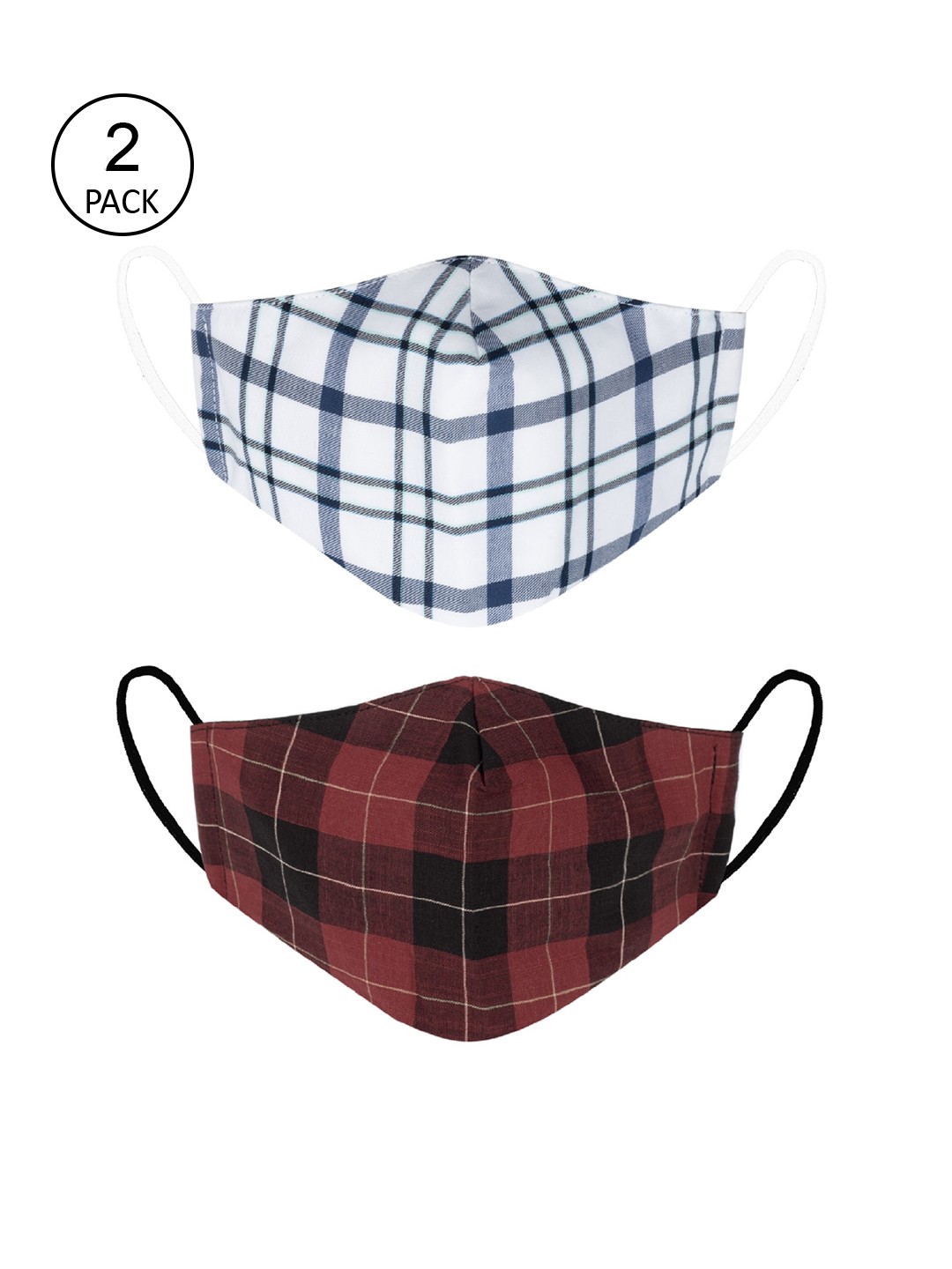 

VEA Unisex Pack Of 2 Printed 3-Ply Reusable 5-Layered Protective Cotton Outdoor Masks, White