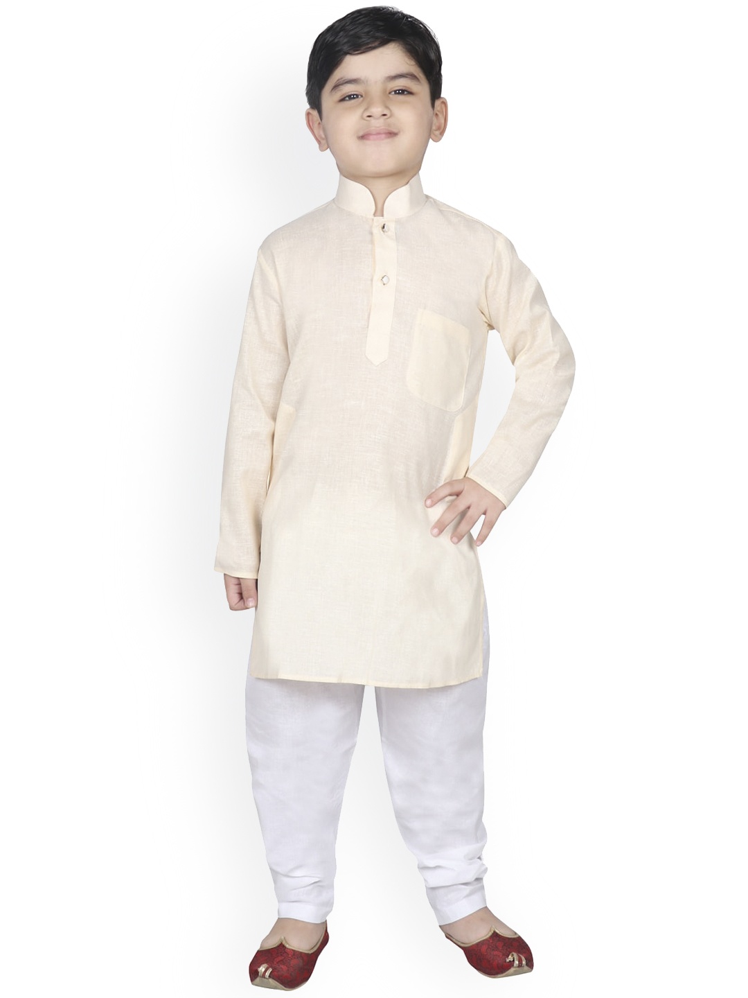 

SG YUVRAJ Boys Beige Kurta with Churidar