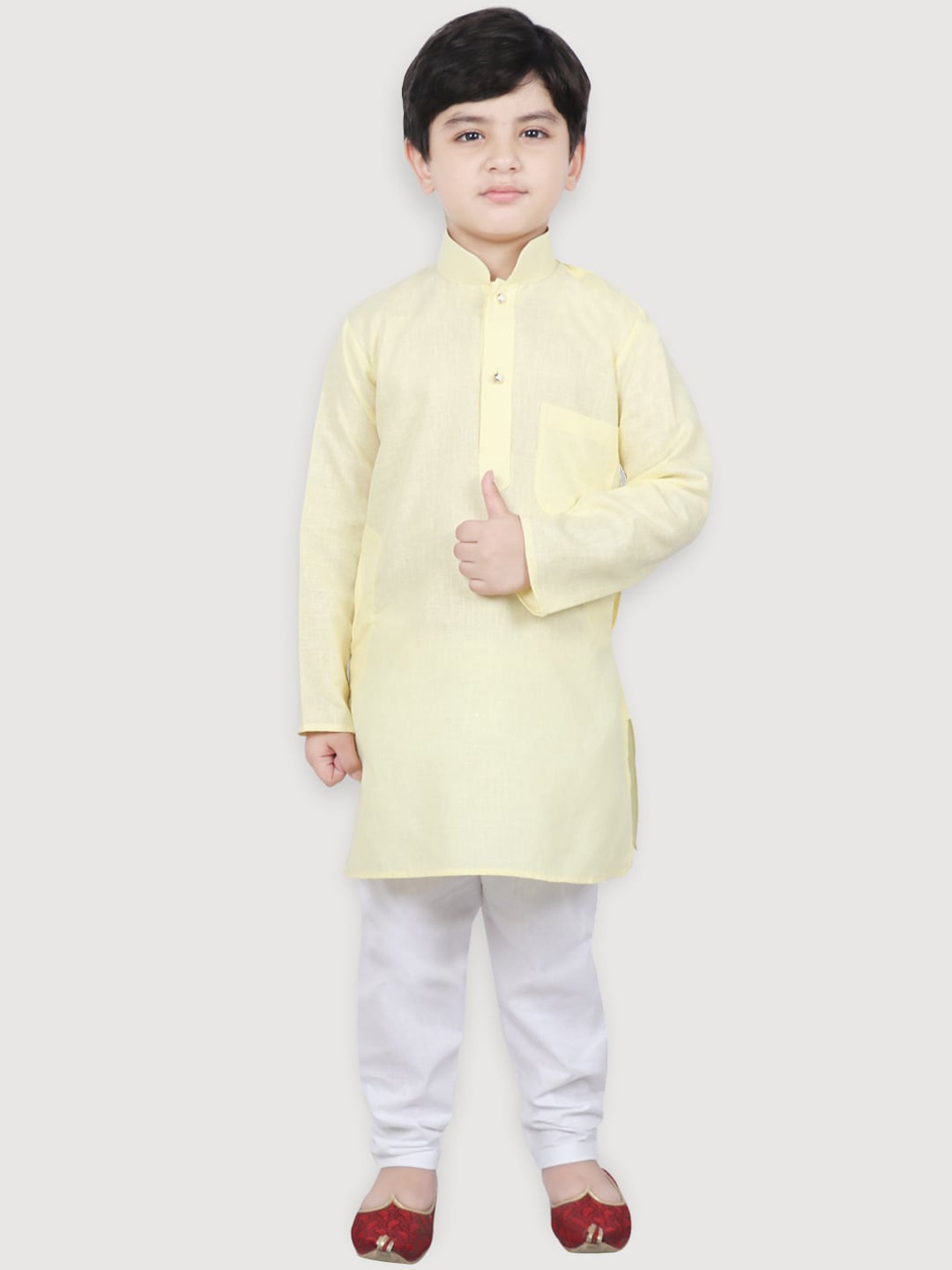 

SG YUVRAJ Boys Yellow Kurta with Churidar