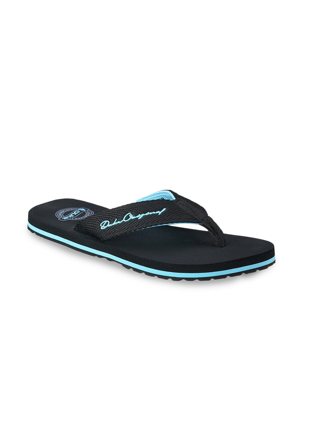 

Duke Men Black & Turquoise Blue Thong Flip-Flops