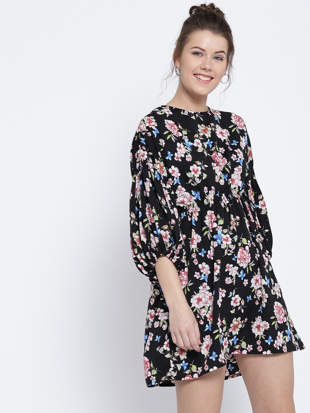 

Sera Black Floral Crepe Mini Dress