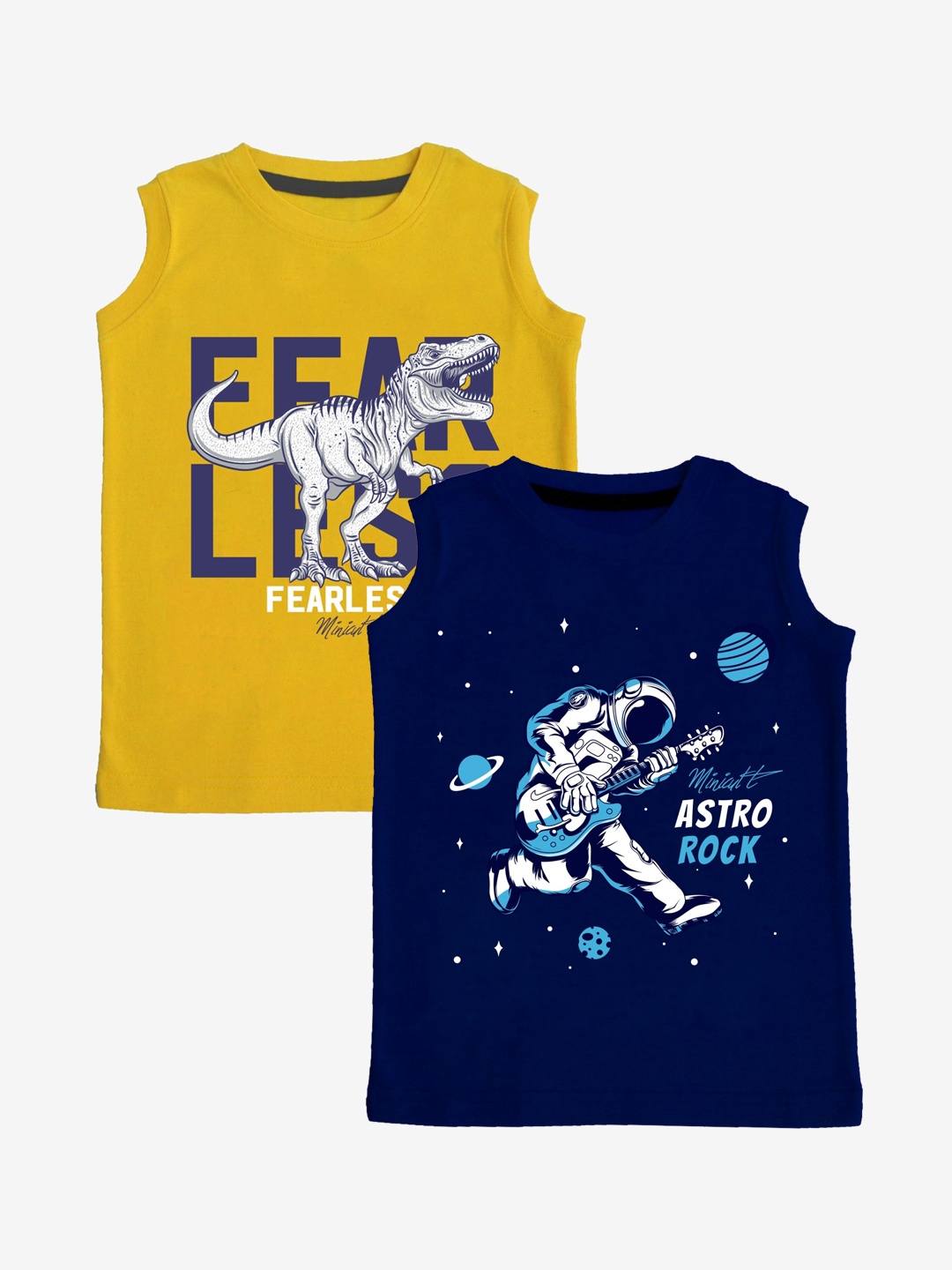 

x2o Unisex Kids Pack Of 2 Printed Innerwear Vests, Navy blue