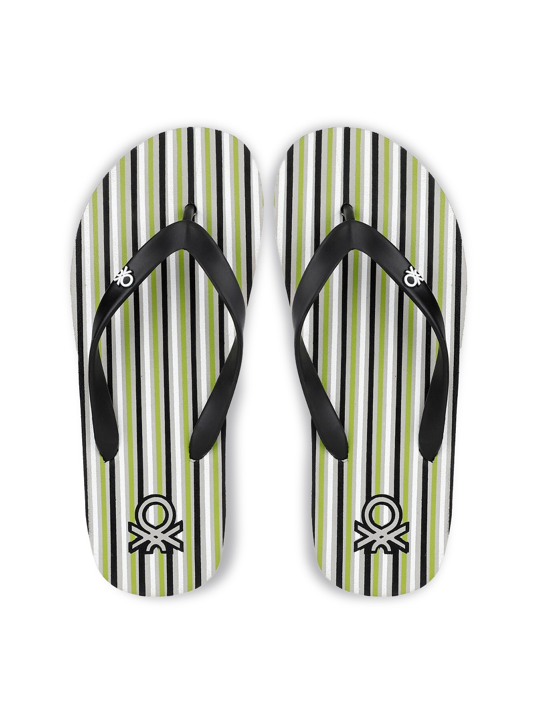 

United Colors of Benetton Men Black & White Striped Thong Flip-Flops