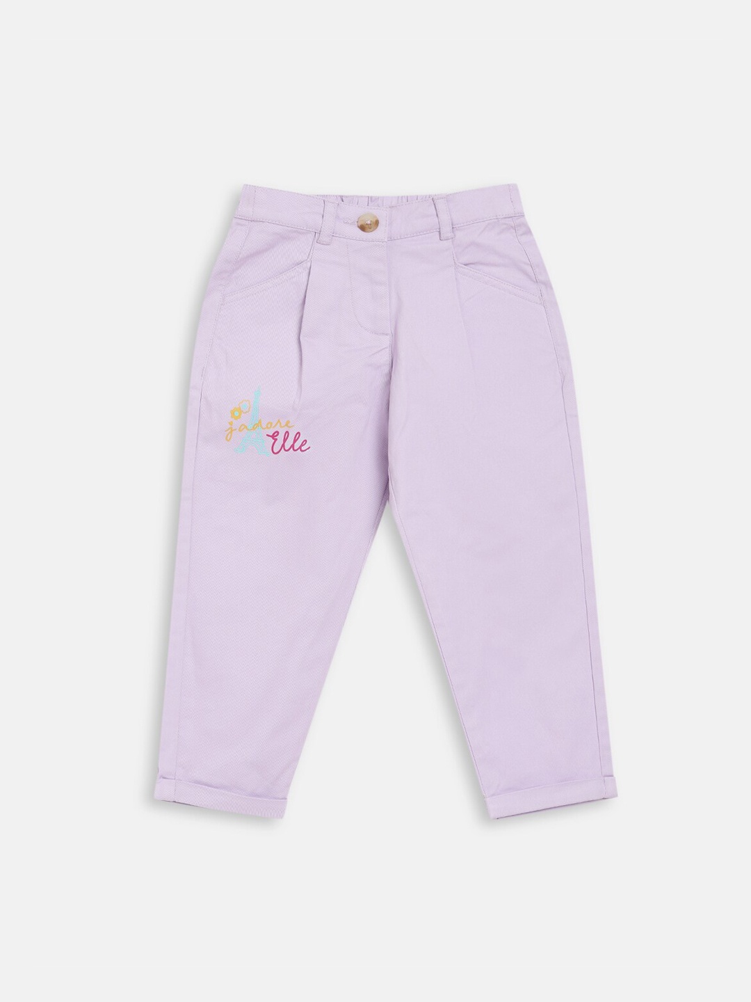 

ELLE Girls Lavender Pleated Regular Cotton Trousers