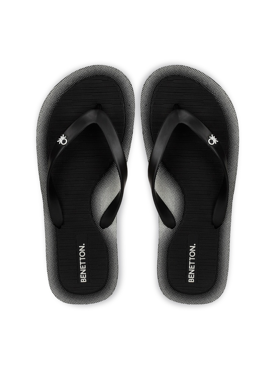 United Colors of Benetton Men Black & White Thong Flip-Flops
