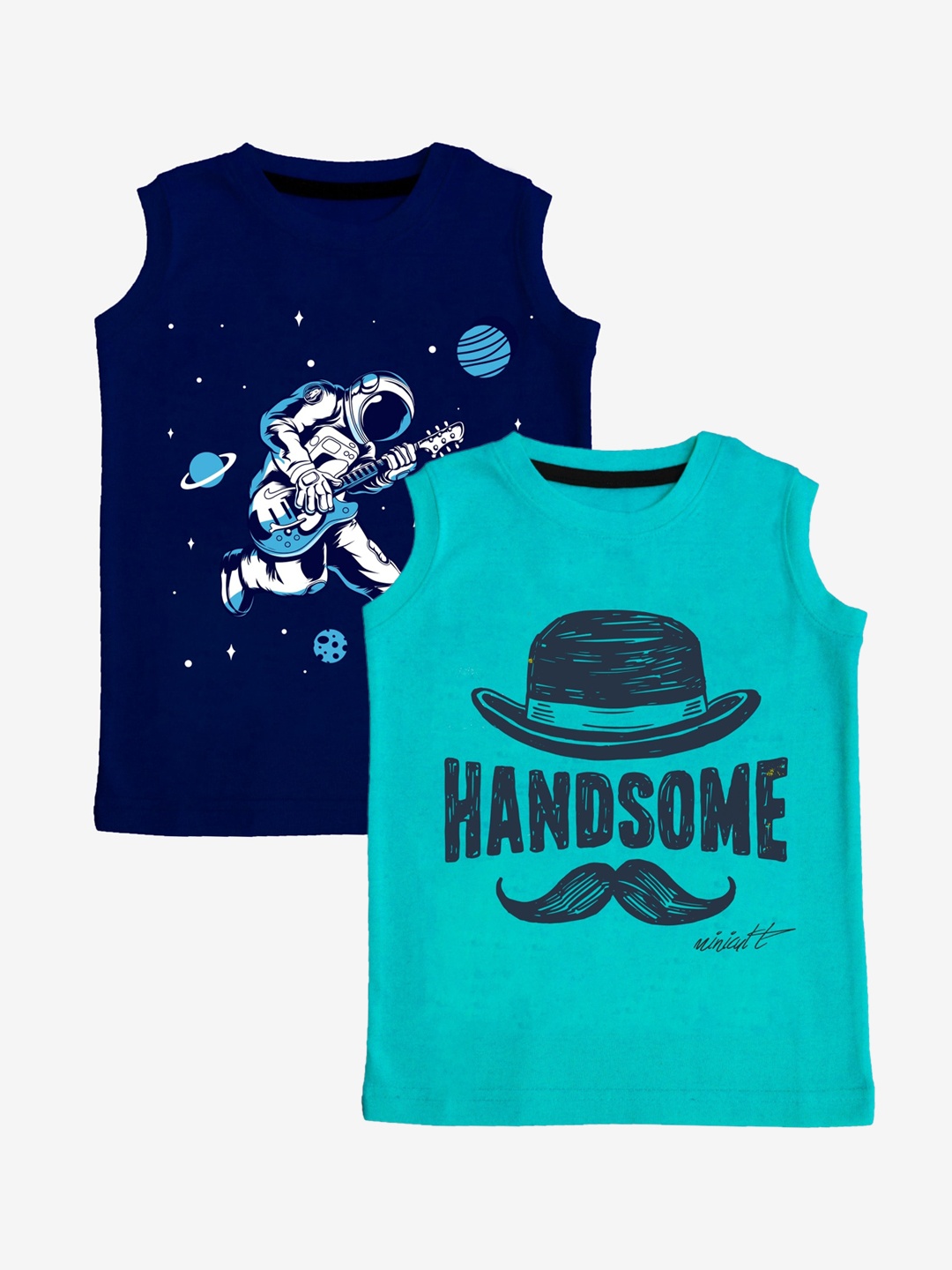 

x2o Kids Pack Of 2 Printed Pure Cotton Innerwear Vests, Navy blue